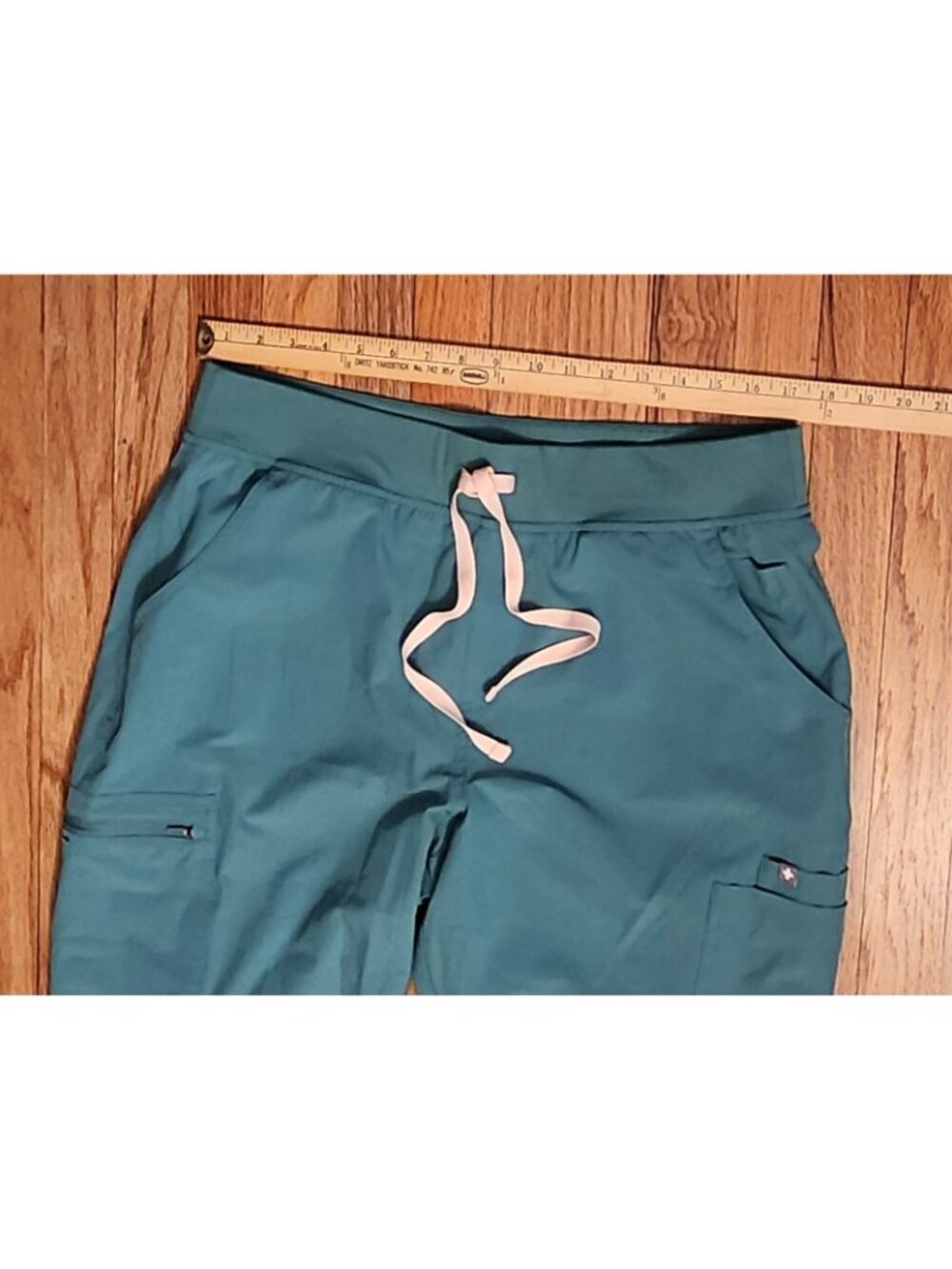 Figs High Waisted Yola Fionlite Scrub Pants Green XL Cargo Pockets zip string - Picture 3 of 9